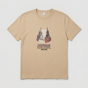 Футболка бежевая принт Суперкубок 2026